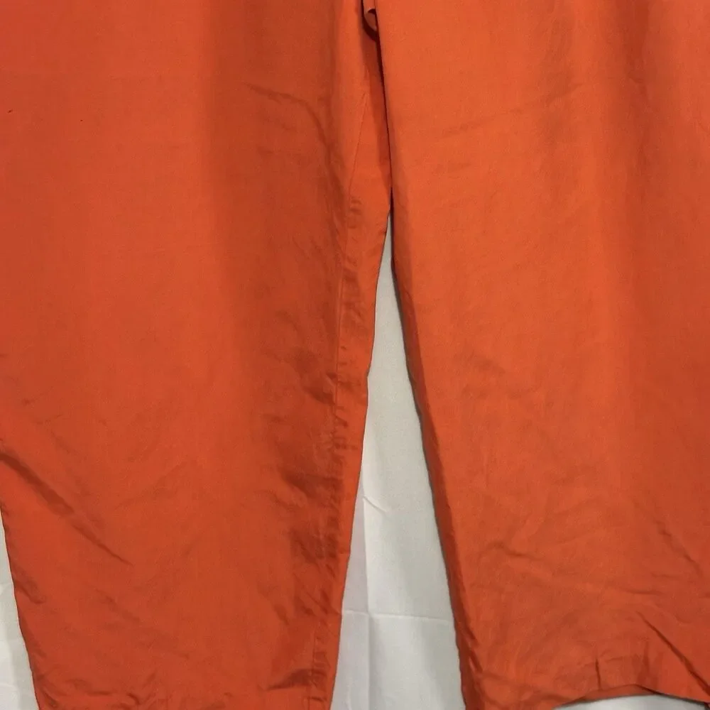 Vintage 100% Silk Orange High Waisted Pleated Trouser Pants‎ Classic Colorful